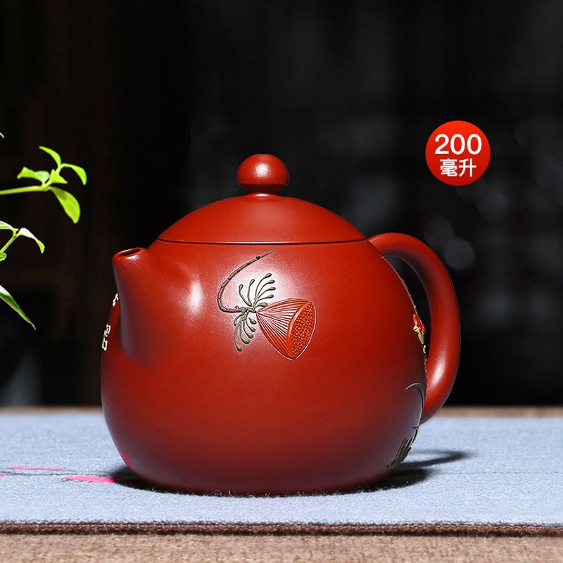 【經典器型 • 別出心裁】正宗宜興原礦大紅袍紫砂壺☞吳敏純手工匠心製作詠春龍蛋一壺四杯