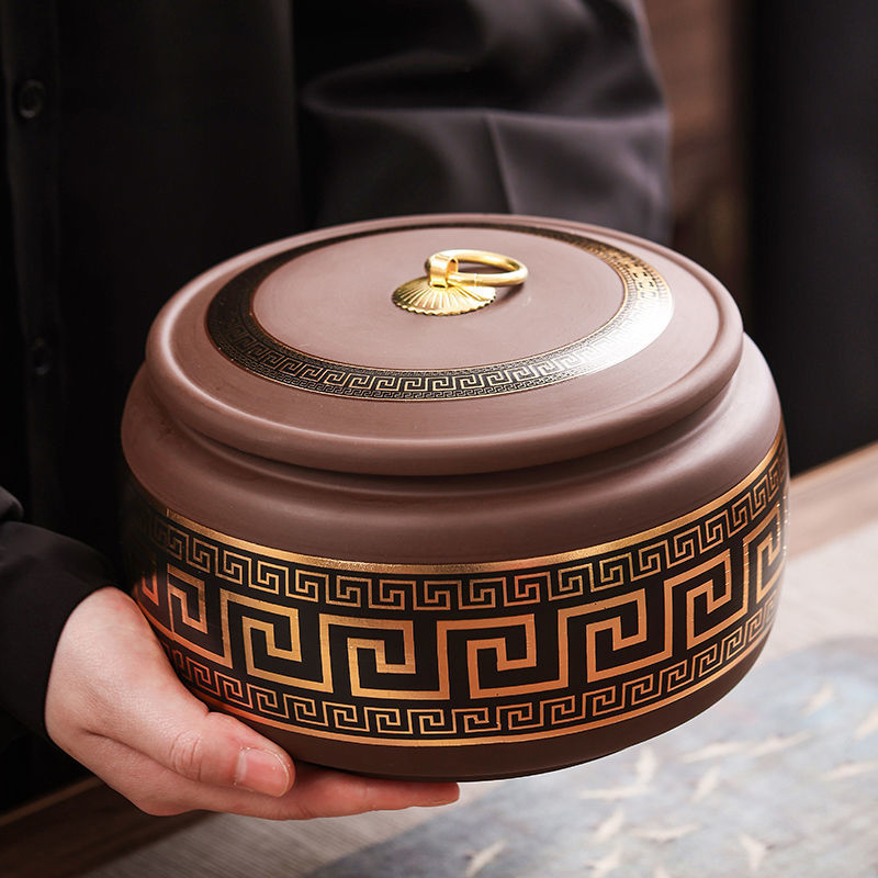 好茶值得好收藏！2025新中式紫砂茶罐☛防潮密封｜黃金大容量1900cc｜可儲存一斤茶葉